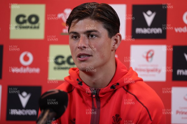 150726 - Picture shows Louis Rees-Zammit speaking to the media ahead of their game against South Africa