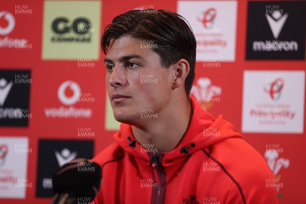 150726 - Picture shows Louis Rees-Zammit speaking to the media ahead of their game against South Africa