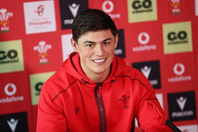 170226 - Picture shows Louis Rees-Zammit speaking during a Press Conference today