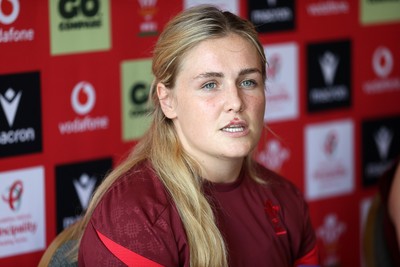 230626 - Picture shows both Wales Captains Alex Callender and Dewi Lake speaking during a press conference ahead of their double header against the Barbarians