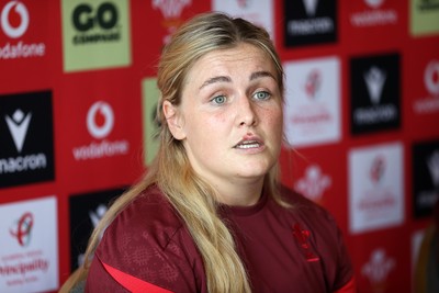 230626 - Picture shows both Wales Captains Alex Callender and Dewi Lake speaking during a press conference ahead of their double header against the Barbarians