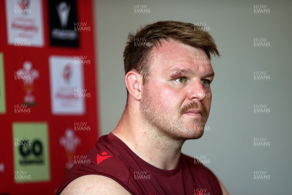 230626 - Picture shows both Wales Captains Alex Callender and Dewi Lake speaking during a press conference ahead of their double header against the Barbarians