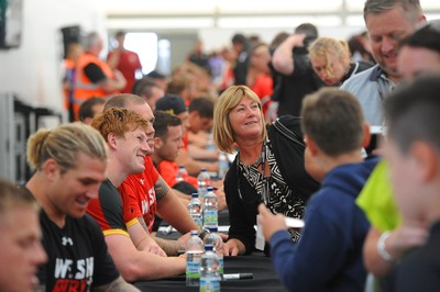 110815 - Wales Rugby Signing Session in North Wales -Rhys Patchell and Paul James during a signing session at Parc Eirias