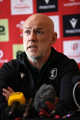 201026 - Picture shows Wales Head Coach Steve Tandy speaking to the media as he announces his squad for this autumns Nations Championship fixtures