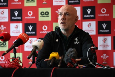 201026 - Picture shows Wales Head Coach Steve Tandy speaking to the media as he announces his squad for this autumns Nations Championship fixtures