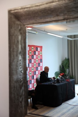 201026 - Picture shows Wales Head Coach Steve Tandy speaking to the media as he announces his squad for this autumns Nations Championship fixtures