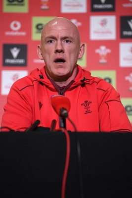 211025 -  Wales Rugby sqaud announcement - Picture shows Wales Head Coach Steve Tandy speaking in a press conference after announcing his squad for the upcoming Quilter Nations Series