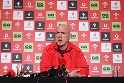211025 -  Wales Rugby sqaud announcement - Picture shows Wales Head Coach Steve Tandy speaking in a press conference after announcing his squad for the upcoming Quilter Nations Series