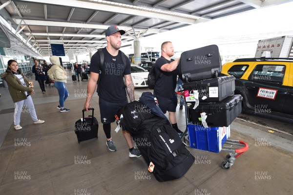 040618 - Wales Rugby Squad Arrive in Argentina - Ross Moriarty and Samson Lee arrive in Buenos Aires