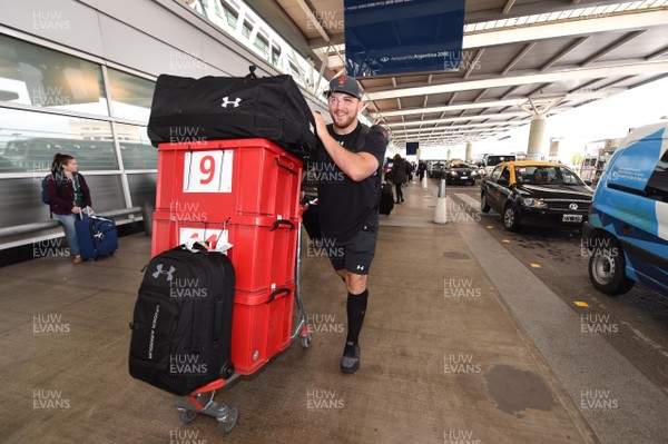 040618 - Wales Rugby Squad Arrive in Argentina - Dillon Lewis arrives in Buenos Aires