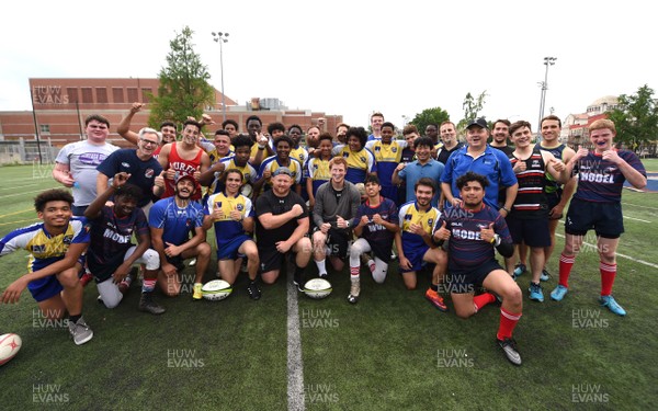 310518 - Wales Rugby Squad Coaching Children in Local Community - Rhys Patchell and Samson Lee coaching local school children in Washington DC