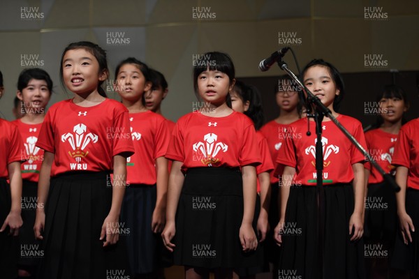 150919 - Wales Rugby Squad Welcome to Kitakyushu Ceremony - Local children sing