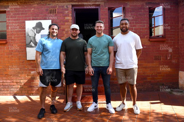 060722 - Wales Rugby Squad Nelson Mandela's House Tour - Josh Navidi, Dillon Lewis, Dan Biggar and Taulupe Faletau during a tour of Nelson Mandela’s House, 8115 Orlando West in Soweto
