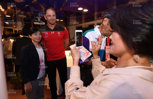011019 - Wales Rugby Welcome to Otsu -  Alun Wyn Jones meets guests while on a boat cruise of Lake Biwa-Ko during a welcome to Otsu evening
