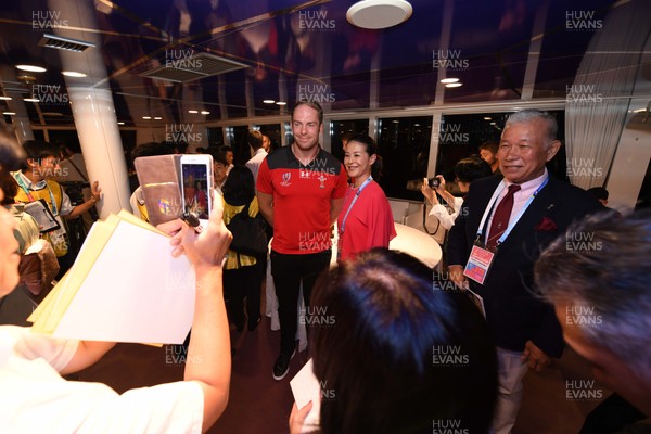 011019 - Wales Rugby Welcome to Otsu -  Alun Wyn Jones meets guests while on a boat cruise of Lake Biwa-Ko during a welcome to Otsu evening