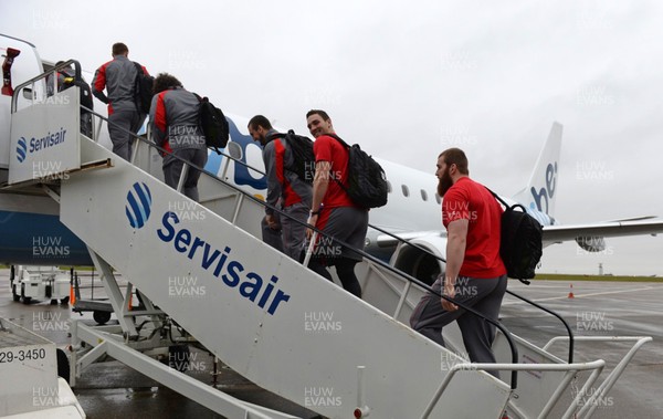 060214 - Wales Rugby - George North boards the plane at Cardiff Airport on the way to Dublin for the Six Nations match against Ireland