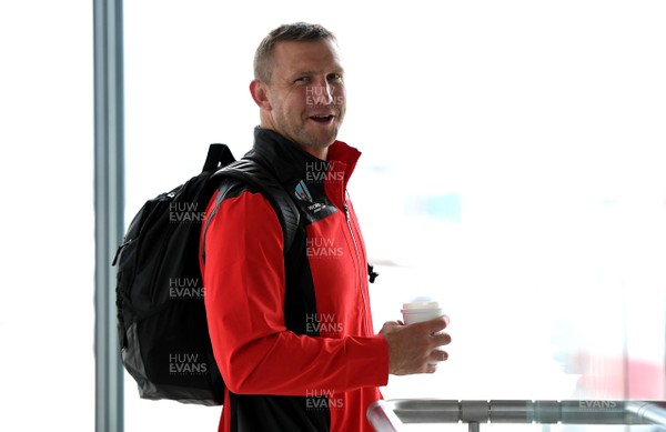 110919 - Wales Rugby Squad Travel to Japan - Hadleigh Parkes boards the Wales squad flight to Japan