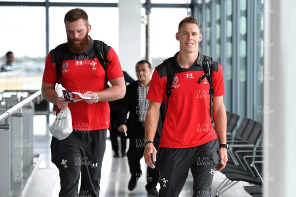 110919 - Wales Rugby Squad Travel to Japan - Jake Ball and Liam Williams boards the Wales squad flight to Japan