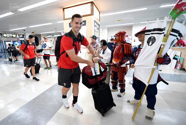 061019 - Wales Rugby Squad Travel to Oita - George North arrives in Oita Airport to be greeted by local people