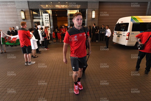 141019 - Wales Rugby Squad Travel to Oita - Hallam Amos leaves the team hotel in Kumamoto