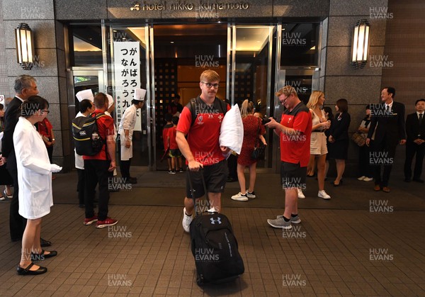 141019 - Wales Rugby Squad Travel to Oita - Aaron Wainwright leaves the team hotel in Kumamoto