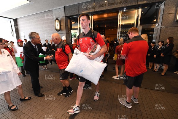 141019 - Wales Rugby Squad Travel to Oita - Adam Beard leaves the team hotel in Kumamoto