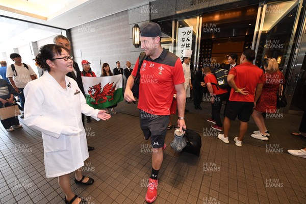 141019 - Wales Rugby Squad Travel to Oita - Hadleigh Parkes leaves the team hotel in Kumamoto