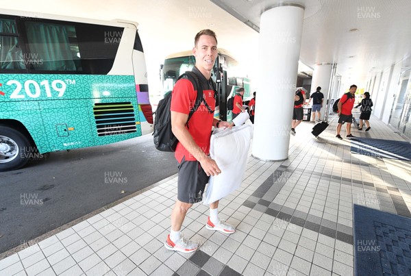 141019 - Wales Rugby Squad Travel to Oita - Liam Williams arrives at the team hotel in Oita