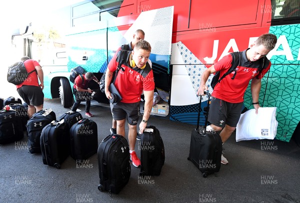 141019 - Wales Rugby Squad Travel to Oita - James Davies arrives at the team hotel in Oita