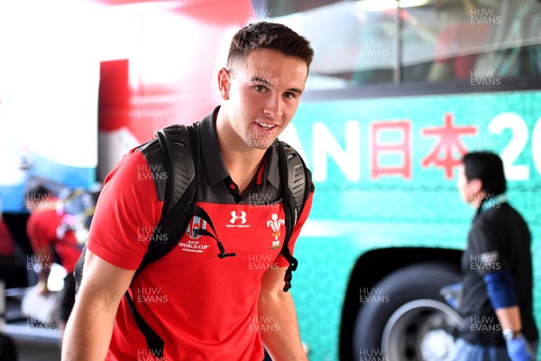 141019 - Wales Rugby Squad Travel to Oita - Owen Watkin arrives at the team hotel in Oita