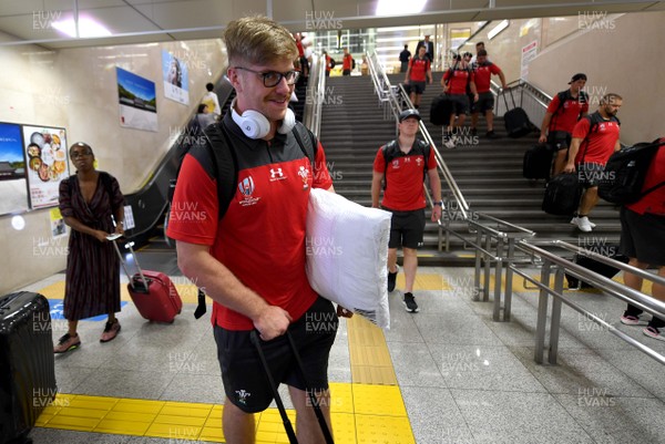300919 - Wales Rugby Squad Travel to Otsu - Aaron Wainwright after arriving in Otsu