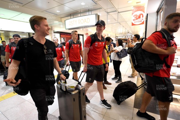 300919 - Wales Rugby Squad Travel to Otsu - Rhys Patchell after arriving in Otsu