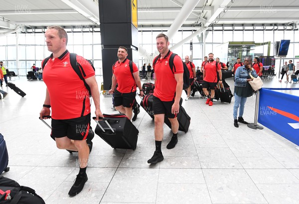 260622 - Wales Rugby Squad Travel to South Africa - Gethin Jenkins, Wyn Jones and Dan Lydiate as the Wales Squad arrive at Heathrow to travel to South Africa for a three match test series