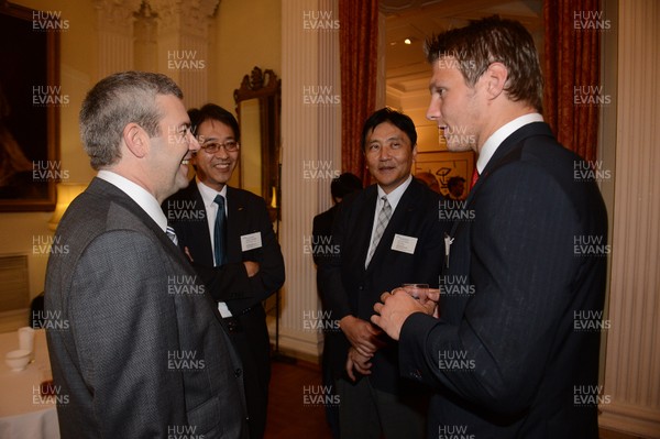 120613 - Wales Rugby Squad Visit British Embassy in Tokyo -Dan Biggar talk to guests