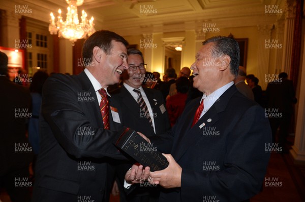 120613 - Wales Rugby Squad Visit British Embassy in Tokyo -Yoshiro Mori and Roger Lewis