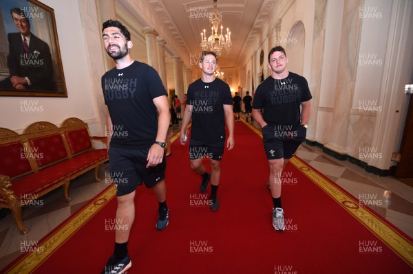 010618 - Wales Rugby Squad Visit The White House - Cory Hill, Hallam Amos and Ryan Elias during a tour of The White House