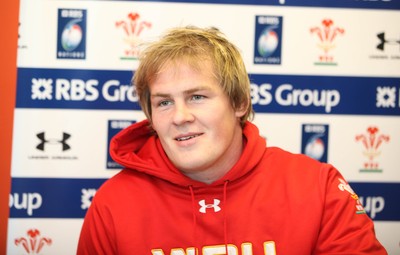 03.02.12 - Wales Rugby Team Announcement - .Wales Rhys Gill gives media interviews.