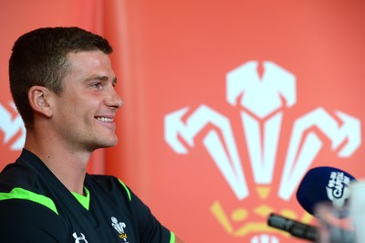 040815 - Wales Rugby Team Announcement - Scott Williams talks to media after being named captain in the Wales team to play Ireland on Saturday