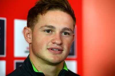 040815 - Wales Rugby Team Announcement - Hallam Amos talks to media after being named in the Wales team to play Ireland on Saturday