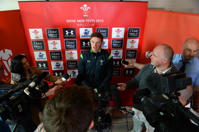 040815 - Wales Rugby Team Announcement - Hallam Amos talks to media after being named in the Wales team to play Ireland on Saturday