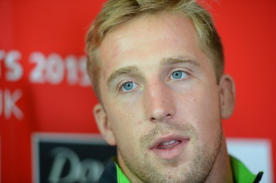 040815 - Wales Rugby Team Announcement - Dominic Day talks to media after being named in the Wales team to play Ireland on Saturday