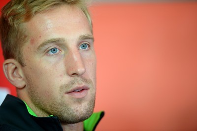 040815 - Wales Rugby Team Announcement - Dominic Day talks to media after being named in the Wales team to play Ireland on Saturday