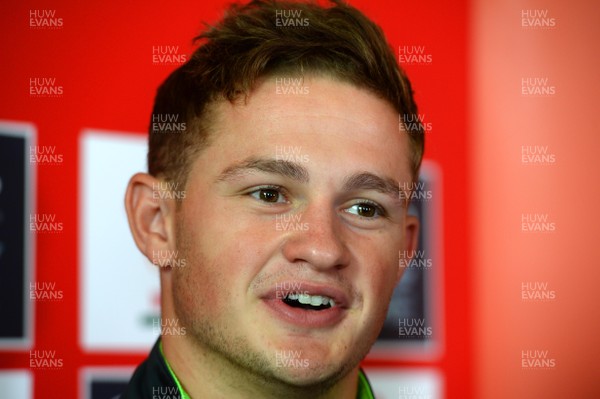 040815 - Wales Rugby Team Announcement - Hallam Amos talks to media after being named in the Wales team to play Ireland on Saturday