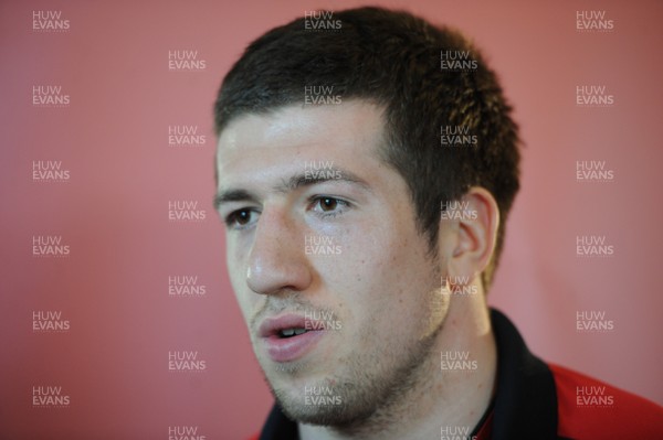 060312 - Wales Rugby Team Announcement -Justin Tipuric talks to reporters after being named in the Wales team to play Italy