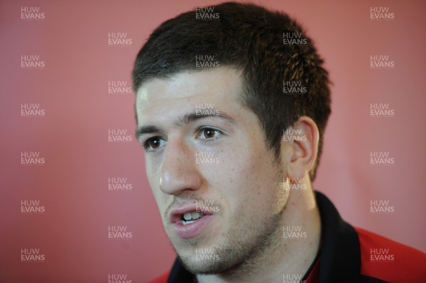 060312 - Wales Rugby Team Announcement -Justin Tipuric talks to reporters after being named in the Wales team to play Italy