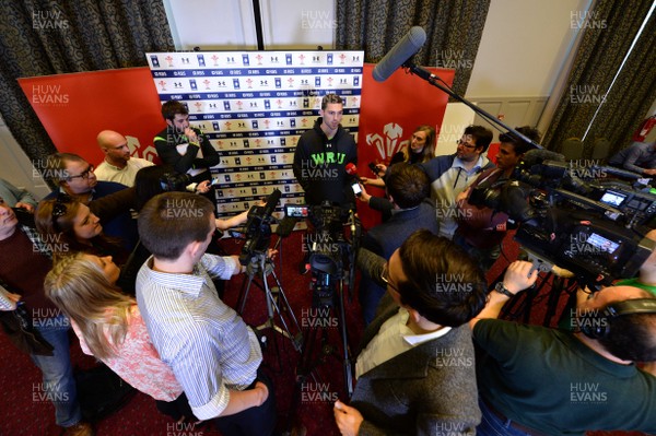 100315 - Wales Rugby Team Announcement -George North talks to media after being named in the Wales team to play Ireland on Saturday