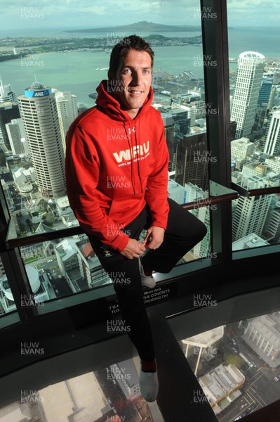 13.10.11 - Wales Rugby Team Announcement - James Hook at the top of the Sky Tower in Auckland after being named at fly half in the Wales team to play France on Saturday. 