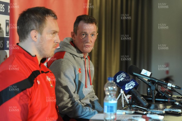 140313 - Wales Rugby Team Announcement -Wales coach Rob Howley names his team to play England on Saturday with captain Gethin Jenkins (L)