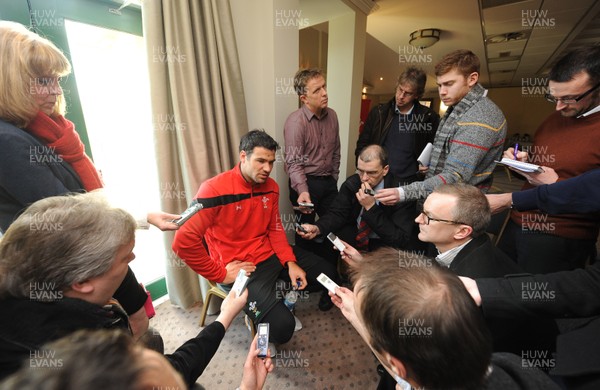 140313 - Wales Rugby Team Announcement -Mike Phillips talks to reporters