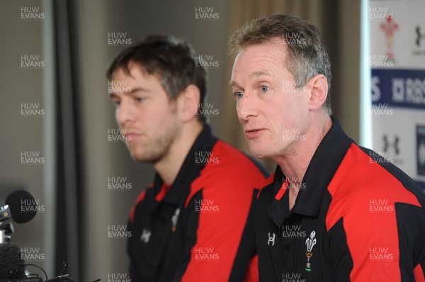 190213 - Wales Rugby Team Announcement -Wales coach Rob Holwey names his team to play Italy with captain Ryan Jones(L)